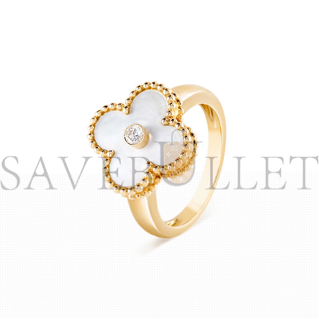 VAN CLEEF ARPELS VINTAGE ALHAMBRA RING - YELLOW GOLD, DIAMOND, MOTHER-OF-PEARL  VCARA41100